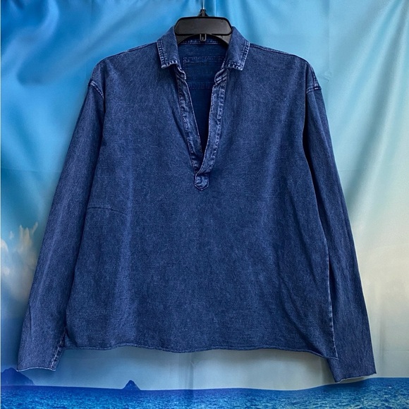 Frank & Eileen PATRICK Popover Henley Heritage Jersey Size: XS Mineral Blue - Picture 4 of 16